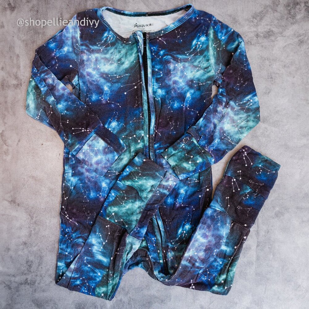 Pipsqueaks Bamboo Zippy Footie Pajamas Galaxy Space 2T